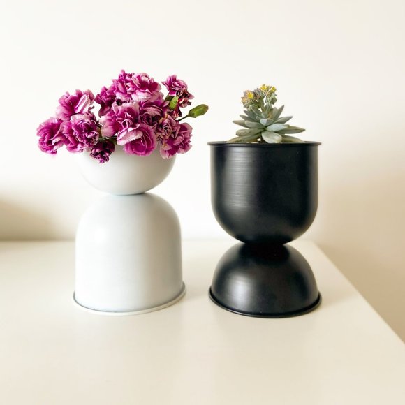 "Venus" Double Decker Metal Planter / Pot in Matte Finish - White - Picture 11 of 13